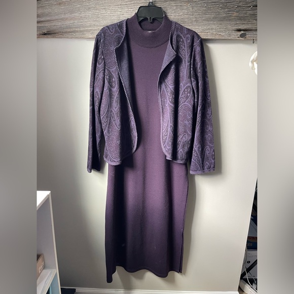 Miss Dorby Dresses & Skirts - Purple Mock Neck Long Sleeve Sheath Dress for Cocktail Events